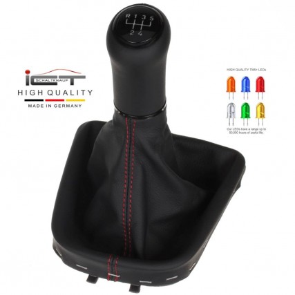 ict pomello del cambio con cuciture rosse VW UP Seat Mii Skoda Citigo