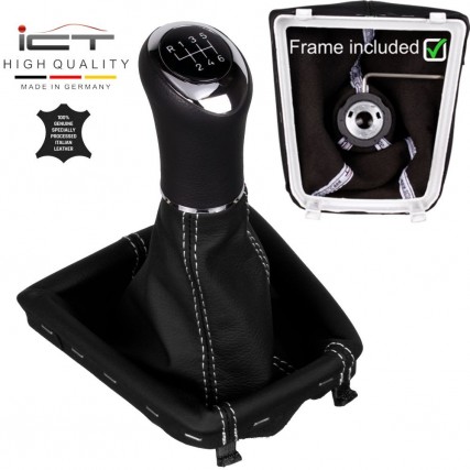 ict pomo de la palanca de cambios con costuras grises Skoda Superb 2 RS Typ 3T Facelift