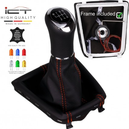 Skoda Superb 2 RS Typ 3T Facelift shift gear knob boot gaiter leather mounting frame