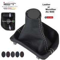 VW T6 Bus Schaltknauf Schaltsack leder schaltmanschette mit rahmen Naht silber