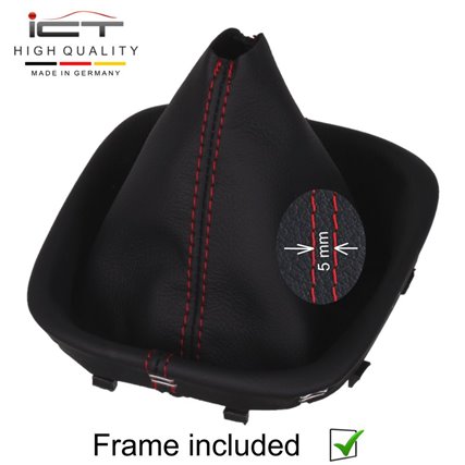 VW Golf 5 Golf 6 Eos Scirocco 3 MK5 MK6 (2003-2015) pommeau de vitesse cuir et soufflet avec cadre de montage