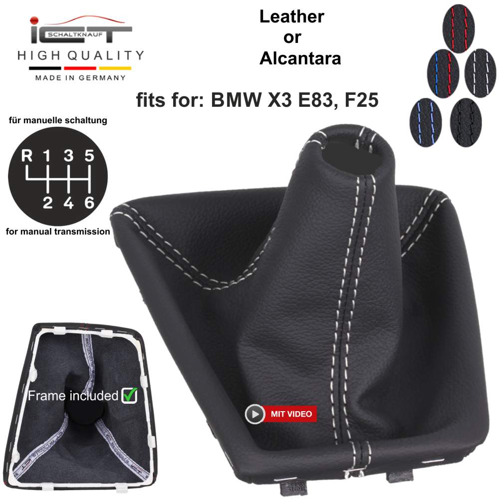 BMW X Series X3 E83 F25 (2004-2017) pommeau de vitesse soufflet cuir Alcantara