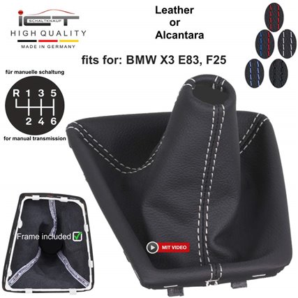 BMW X Series X3 E83 F25 (2004-2017) pommeau de vitesse soufflet cuir Alcantara BMW X Series X3 E83 F25 (2004-2017) pommeau de vitesse soufflet cuir Alcantara