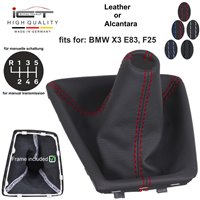 BMW X Series X3 E83 F25 (2004-2017) pomello del cambio pelle e cuffia con telaio di montaggio