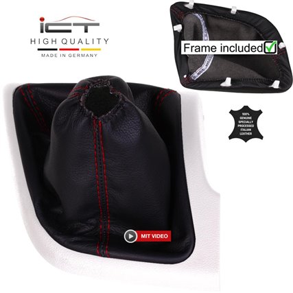 Peugeot Boxer Citroen Jumper Fiat Ducato (2006-2026) pommeau de vitesse cuir et soufflet avec cadre de montage