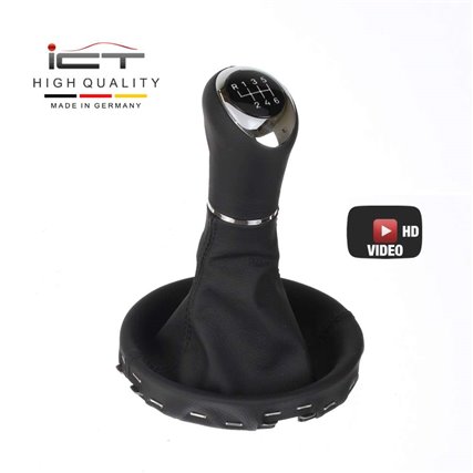 ict pomo de la palanca de cambios con costuras negras VW Bus T5 2003–2015 Transporter Caravelle Multivan California